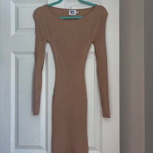 Princess Polly Tan Long Sleeve Sweater Dress